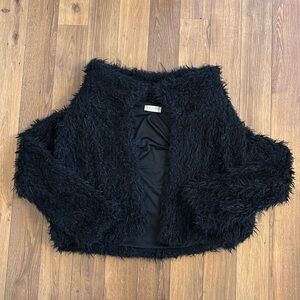 Black Altar’d State Cropped Faux Fur Jacket - Large